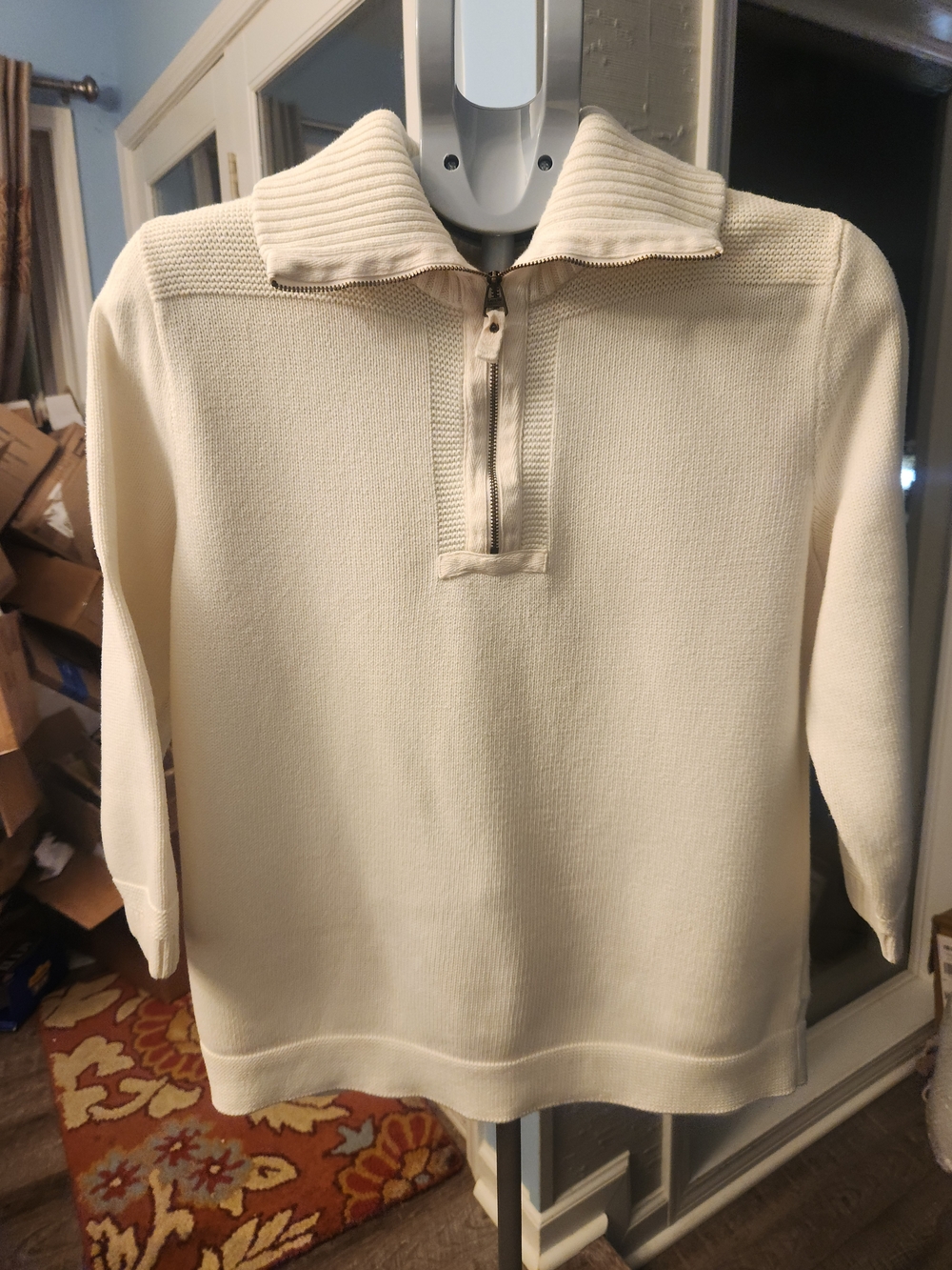 Ralph Lauren Cream Ribbed Half-Zip Sweater